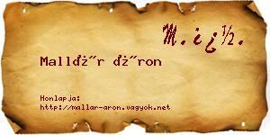 Mallár Áron névjegykártya